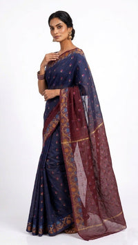 Mrs. SARDARNI Contrast Blue & Maroon Silk Saree for Women | Festive Wear | Premium Ethnic Wear | Mrs. SARDARNI