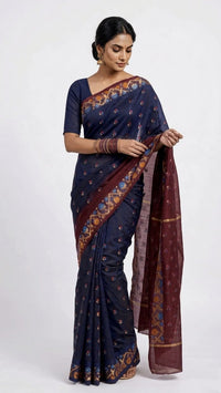 Mrs. SARDARNI Contrast Blue & Maroon Silk Saree for Women | Festive Wear | Premium Ethnic Wear | Mrs. SARDARNI