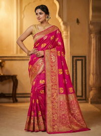 Mrs. SARDARNI Banarasi Jacquard Art Silk Saree - Pink (Morni Collection)