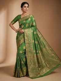 Mrs. SARDARNI Banarasi Jacquard Art Silk Saree - Lime Green (Morni Collection)
