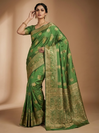 Mrs. SARDARNI Banarasi Jacquard Art Silk Saree - Lime Green (Morni Collection)