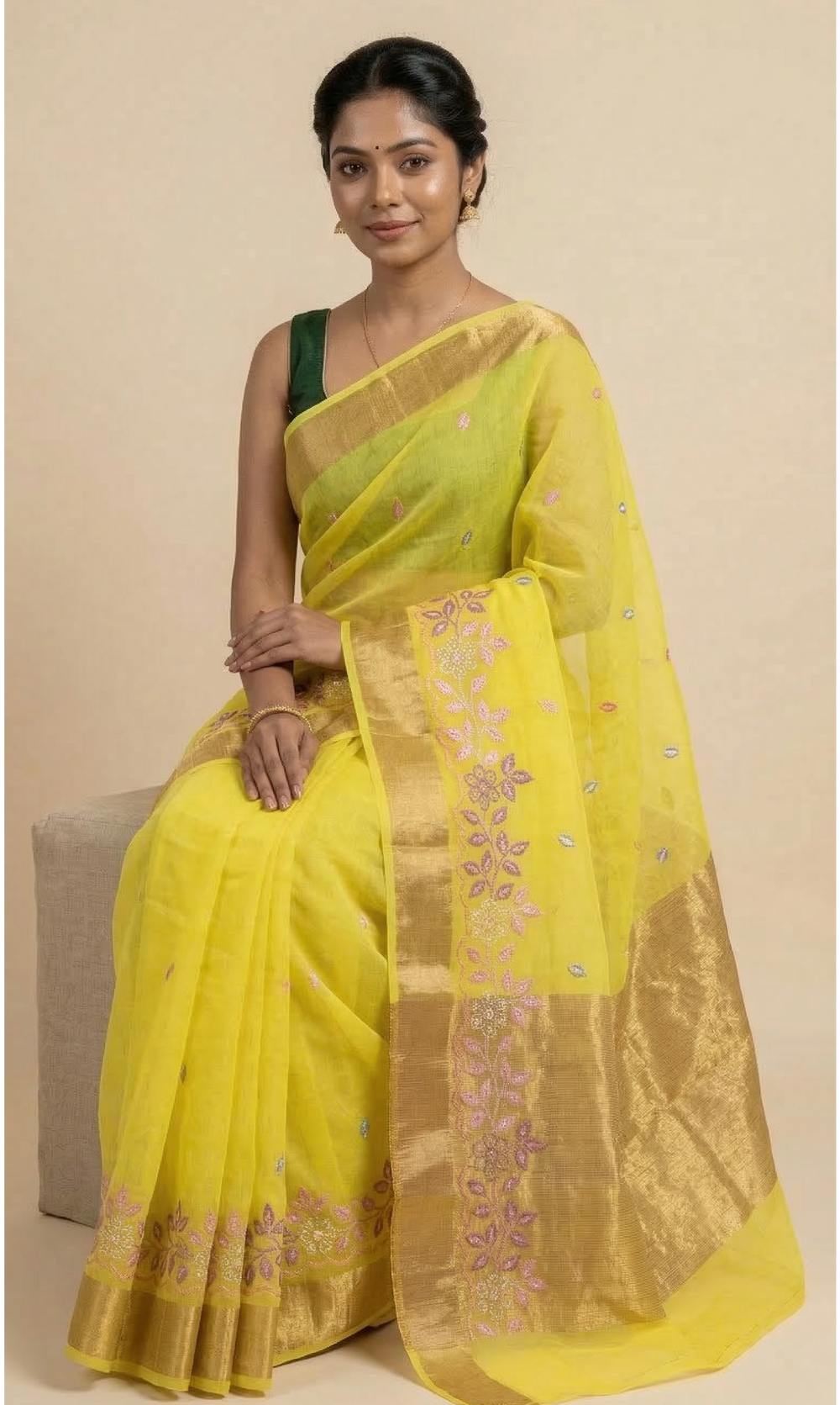 Radiant Yellow Bampar Design Saree with Gold Zari Border | Premium Ethnic Wear | Mrs. SARDARNI