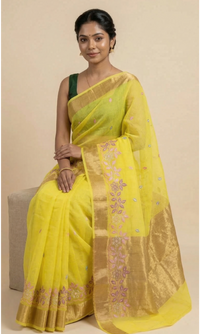 Radiant Yellow Bampar Design Saree with Gold Zari Border | Premium Ethnic Wear | Mrs. SARDARNI