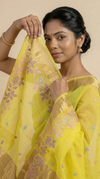 Radiant Yellow Bampar Design Saree with Gold Zari Border | Premium Ethnic Wear | Mrs. SARDARNI