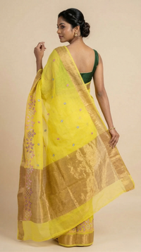 Radiant Yellow Bampar Design Saree with Gold Zari Border | Premium Ethnic Wear | Mrs. SARDARNI